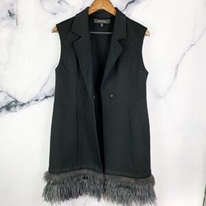 Neiman Marcus Black Cashmere And Feather Vest Medium M